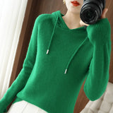 Winter Hooded Cashmere Sweater Women