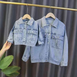 Denim Jackets for Girls Flower Embroidery