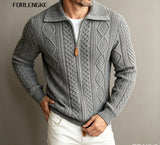 Men Zip Up Cable Knit Cardigan