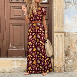 Vintage Print Slim With Belt Midi Dress