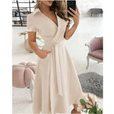 Women's Fashion  Slim Pocket Lace Up Dress