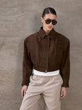 Winter Suede Bomber Jackets For Women