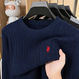 Autumn and Winter Round Neck Embroidered Knitted Sweater