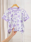 t Girl Short Sleeve Top Cartoon Bow