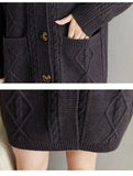 Hooded Mid-Length Knitted Sweater Women's