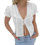 Women's Lace Patchwork  T-Shirts