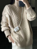 Thick Turtleneck Wool Knitted Cardigan Women