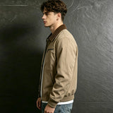 Men's Retro Contrast  Collar Zip Jacket