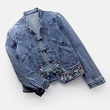 Women Jeans Jacket Butterfly Embroidery