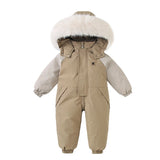 Waterproof Baby Overalls Hooded  Snowsuit 1-5Y