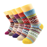 5 Pairs Winter Warmer Women Thicken Thermal Wool Cashmere Snow Socks Fashion Casual Euramerican National Wool Socks for Women