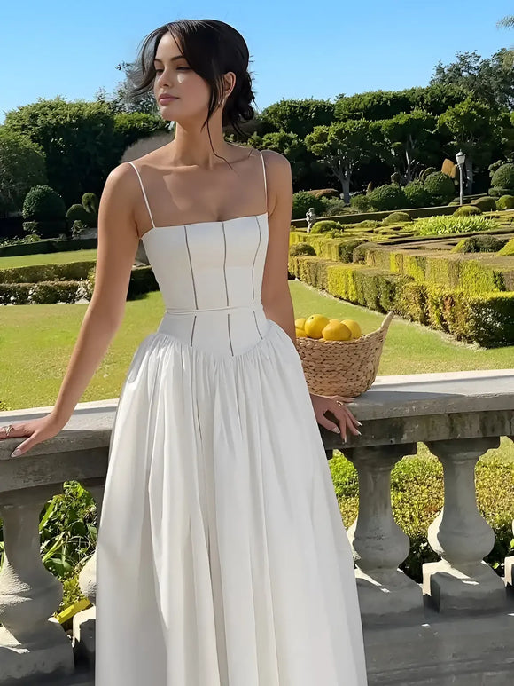 Corset Detail Spaghetti Strap Knotted Long Dresses Women