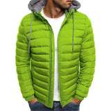 Men Fashion Quilted Padded Jacket Hooded