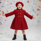 Young Girls' Red Fleece Coat Set And Beret