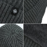 Outdoor Men Winter Knitted Hat with Velvet Warm Ear Hood