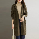 Hooded Mid-Length Knitted Sweater Women's