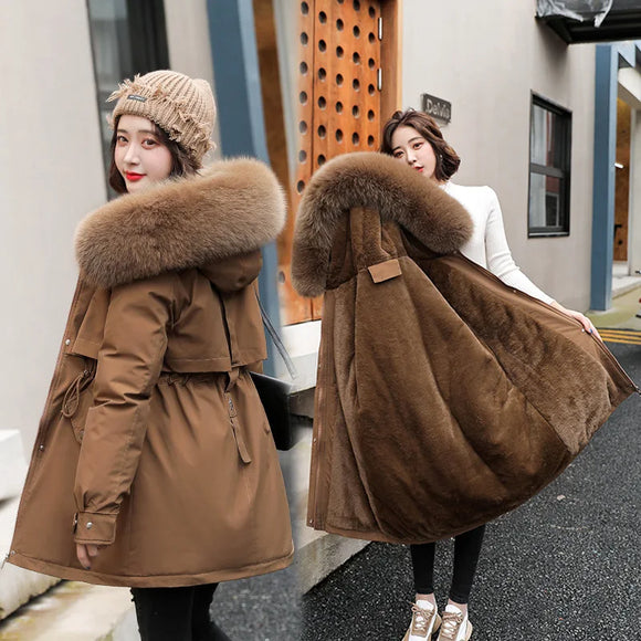 Hooded Parkas  with Fur Collar