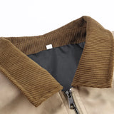 Men's Retro Contrast  Collar Zip Jacket
