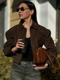 Winter Suede Bomber Jackets For Women