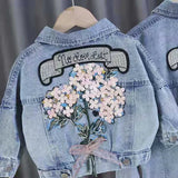 Denim Jackets for Girls Flower Embroidery