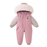 Waterproof Baby Overalls Hooded  Snowsuit 1-5Y