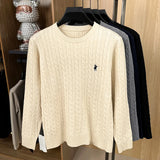 Autumn and Winter Round Neck Embroidered Knitted Sweater