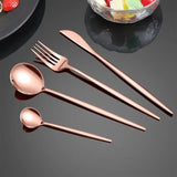 4Pcs Golden Cutlery Set Stainless Steel Knife Fork Spoon Tableware