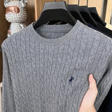 Autumn and Winter Round Neck Embroidered Knitted Sweater
