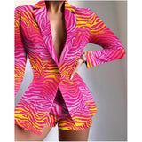 Women's Fashion Suits Slim Waist Tops 2023 Elegant Spring  Autumn Printed One Button Commuter Office Lady Suit S-XXXL