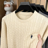 Autumn and Winter Round Neck Embroidered Knitted Sweater