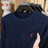 Autumn and Winter Round Neck Embroidered Knitted Sweater