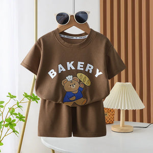 Cartoon Cute Bear T-shirt Suit