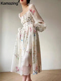 French Elegant Floral Party Dress
