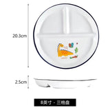 Ceramic Plate Cartoon Fat-reducing Sub-plate, Sub-plate, Household Dish Plate, Three-plate Breakfast Plate, Tableware Gift Set