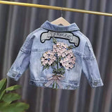 Denim Jackets for Girls Flower Embroidery