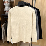 Autumn and Winter Round Neck Embroidered Knitted Sweater