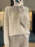 100% Pure wool Sweater Women's Half Turtleneck Knitted  Sweater