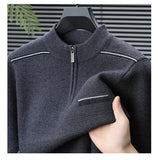 Winter men's thick warm zipper semi high neck sweater