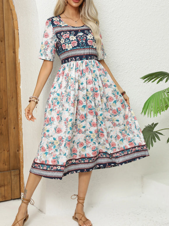 long skirt Bohemian print dress woman