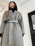 New High-end Women Wool Herringbone Loose Double-sided Wool Coat Temperament Handmade Natural Wool Fashion Jacket Autumn Winter