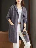 Hooded Mid-Length Knitted Sweater Women's