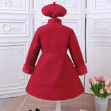 Young Girls' Red Fleece Coat Set And Beret