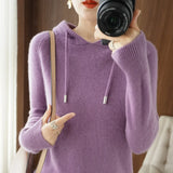 Winter Hooded Cashmere Sweater Women