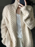 Thick Turtleneck Wool Knitted Cardigan Women