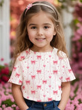 t Girl Short Sleeve Top Cartoon Bow