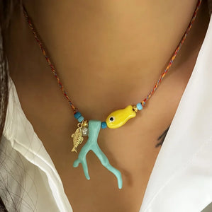 Charm Ocean Imitation Coral Glass Fish Pendant