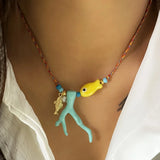 Charm Ocean Imitation Coral Glass Fish Pendant