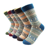 5 Pairs Winter Warmer Women Thicken Thermal Wool Cashmere Snow Socks Fashion Casual Euramerican National Wool Socks for Women