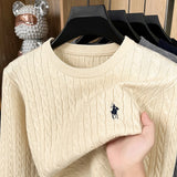 Autumn and Winter Round Neck Embroidered Knitted Sweater