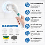 Automatic Cleaning Brush – Sponge Material, Powerful Stain Removal, Multiple Brush Heads, Handle